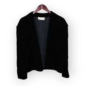 Small Vintage Albert Nipon Black Velvet Evening Bolero Jacket Open PuffSleeve